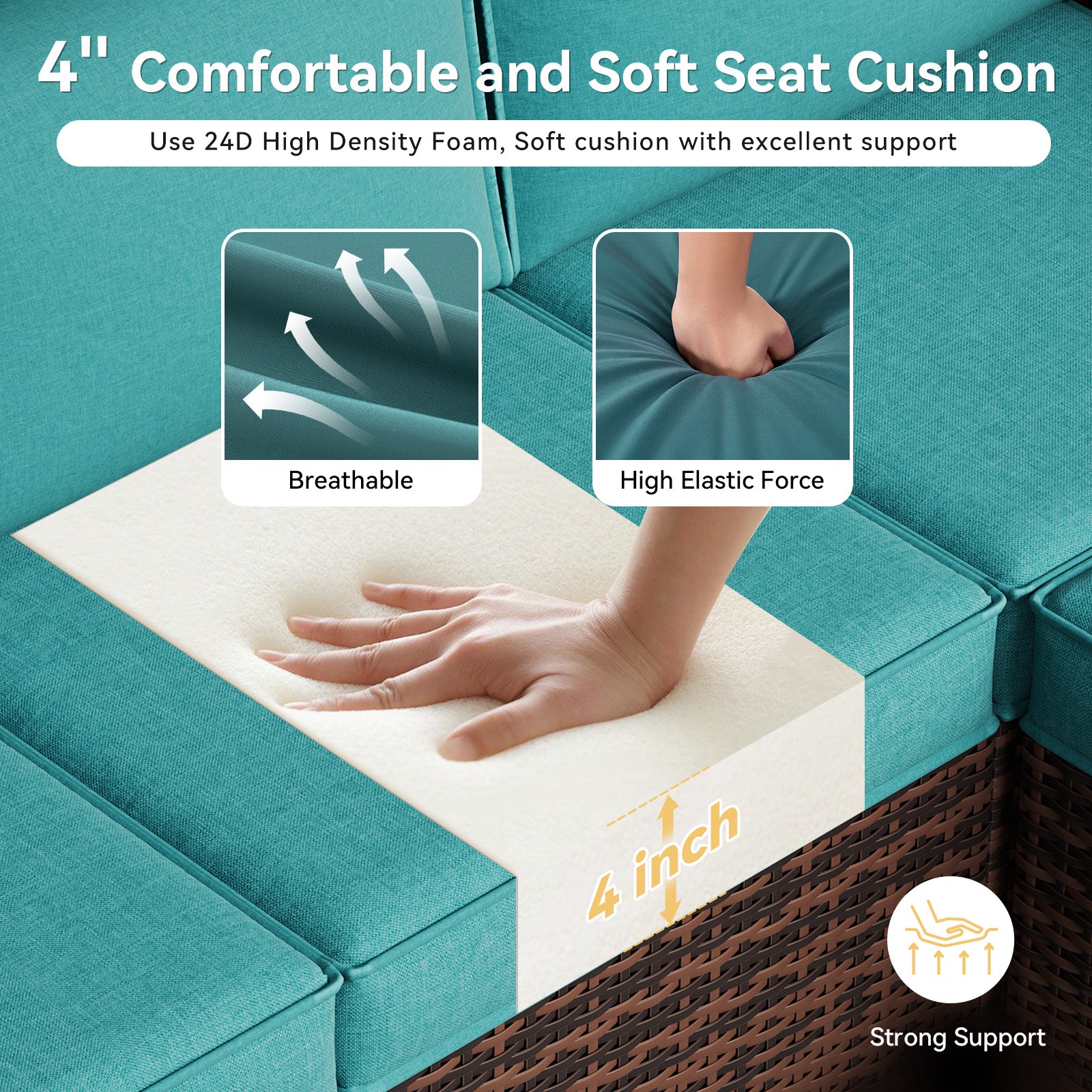 Breezestival Replacement Cushions for Outdoor Furniture, 7-Piece Outdoor Cushions for Patio Furniture, Deep Seat, Waterproof & Fade Resistant Couch Cushion for 4-Seat Patio Conversation Sets, Grey