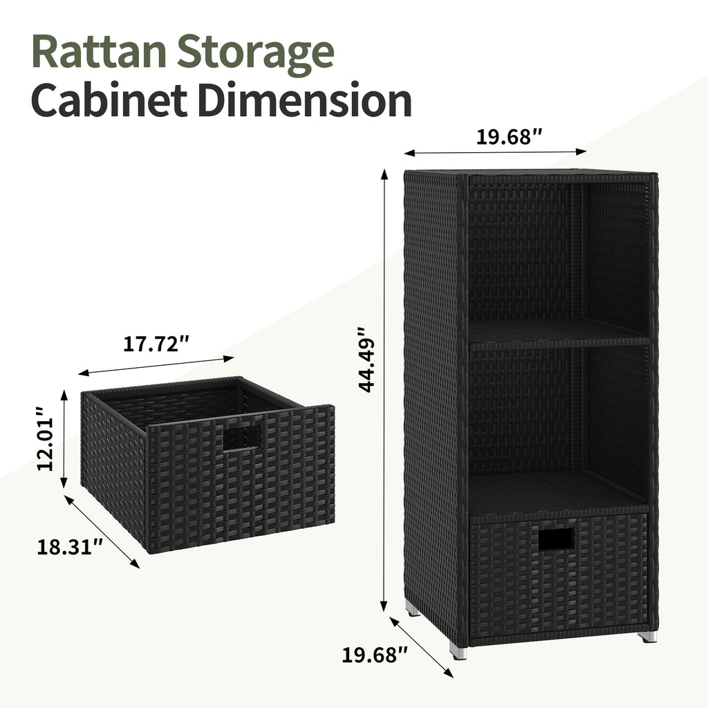 SunSwell Rattan Outdoor Pool Towel Rack Cabinet, Wicker Pool Storage Bins Storage Organizer, 2 Layer Shelf Hot Tub Spa Accessories