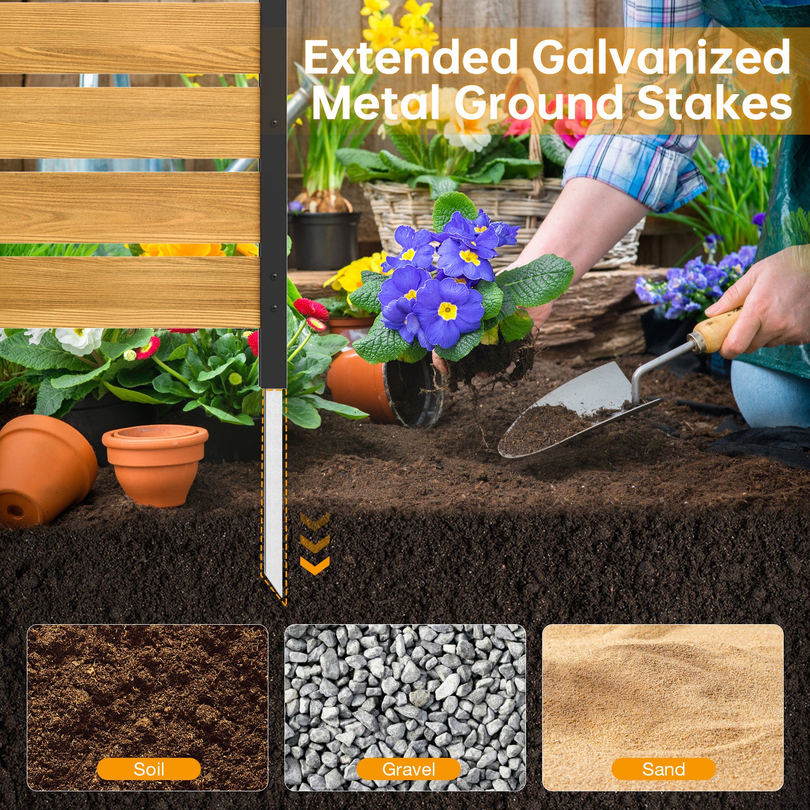 Aoxun 2 Panels Wood Privacy Screen, 41" x 38" No-Dig Outdoor Air Conditioner Fence Trash Cans, Weather-Resistant Wooden Sectional Fencing for Garden, Patio, and Backyard Privacy