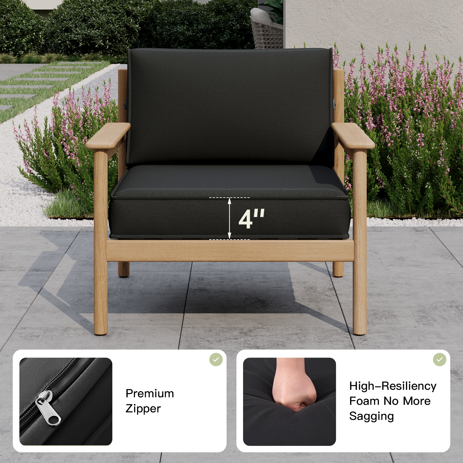 Breezestival Patio Furniture Replacement Cushions for Outdoor Furniture Set of 4, Thick Patio Sofa Cushions for Outdoor Furniture, 9-Piece Splashproof Fade Resistant Cushions for Outdoor Couch