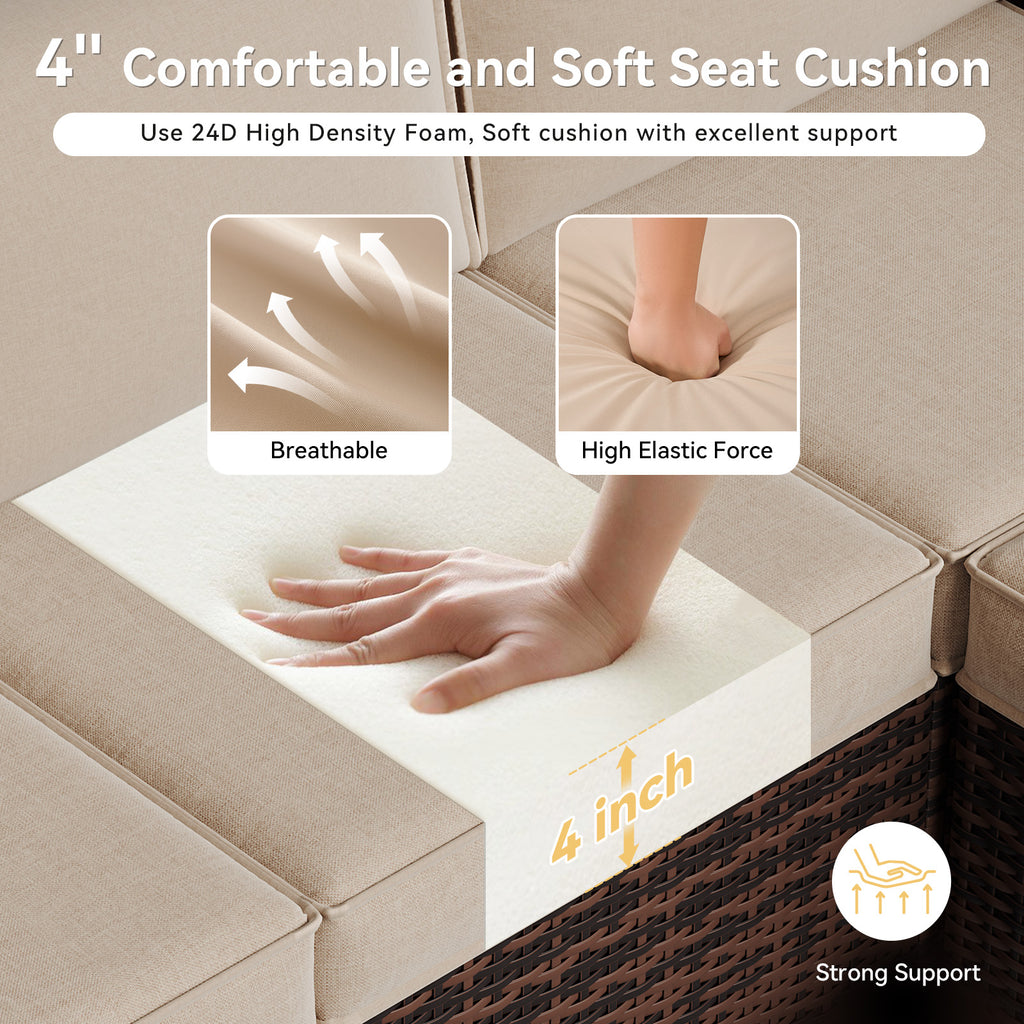 Breezestival Replacement Cushions for Outdoor Furniture, 7-Piece Outdoor Cushions for Patio Furniture, Deep Seat, Waterproof & Fade Resistant Couch Cushion for 4-Seat Patio Conversation Sets, Grey