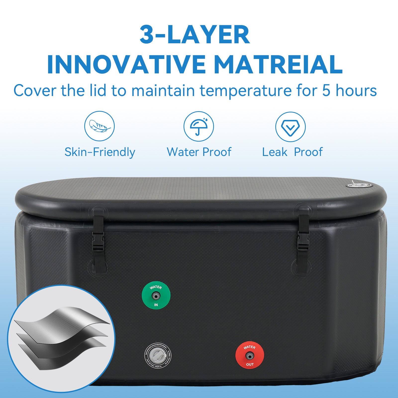 Ice Bath Tub for Athletes, Compatible with Water Chillers, Portable Inflatable Cold Plunge Tub with Cover& Pump,Long-Lasting Insulation,for Outdoor & Indoor Use