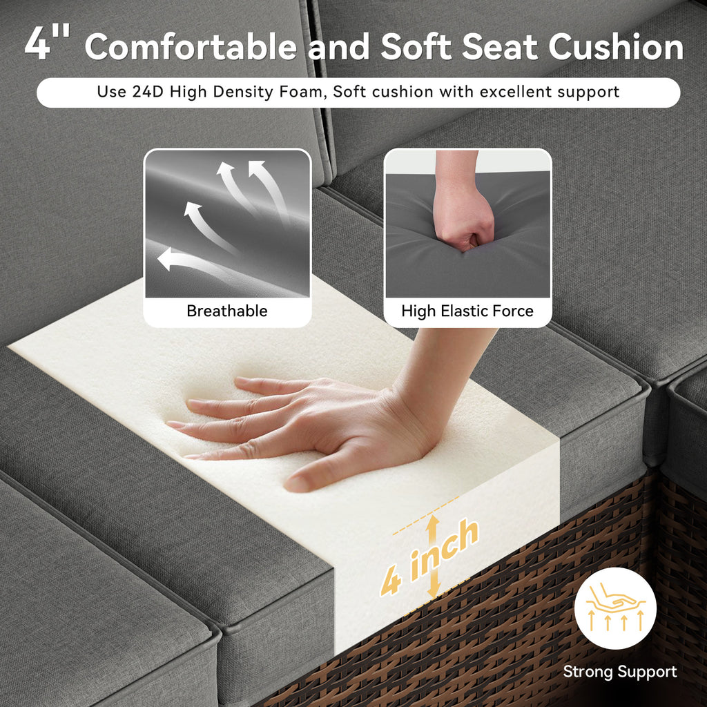 Breezestival Replacement Cushions for Outdoor Furniture, 7-Piece Outdoor Cushions for Patio Furniture, Deep Seat, Waterproof & Fade Resistant Couch Cushion for 4-Seat Patio Conversation Sets, Grey