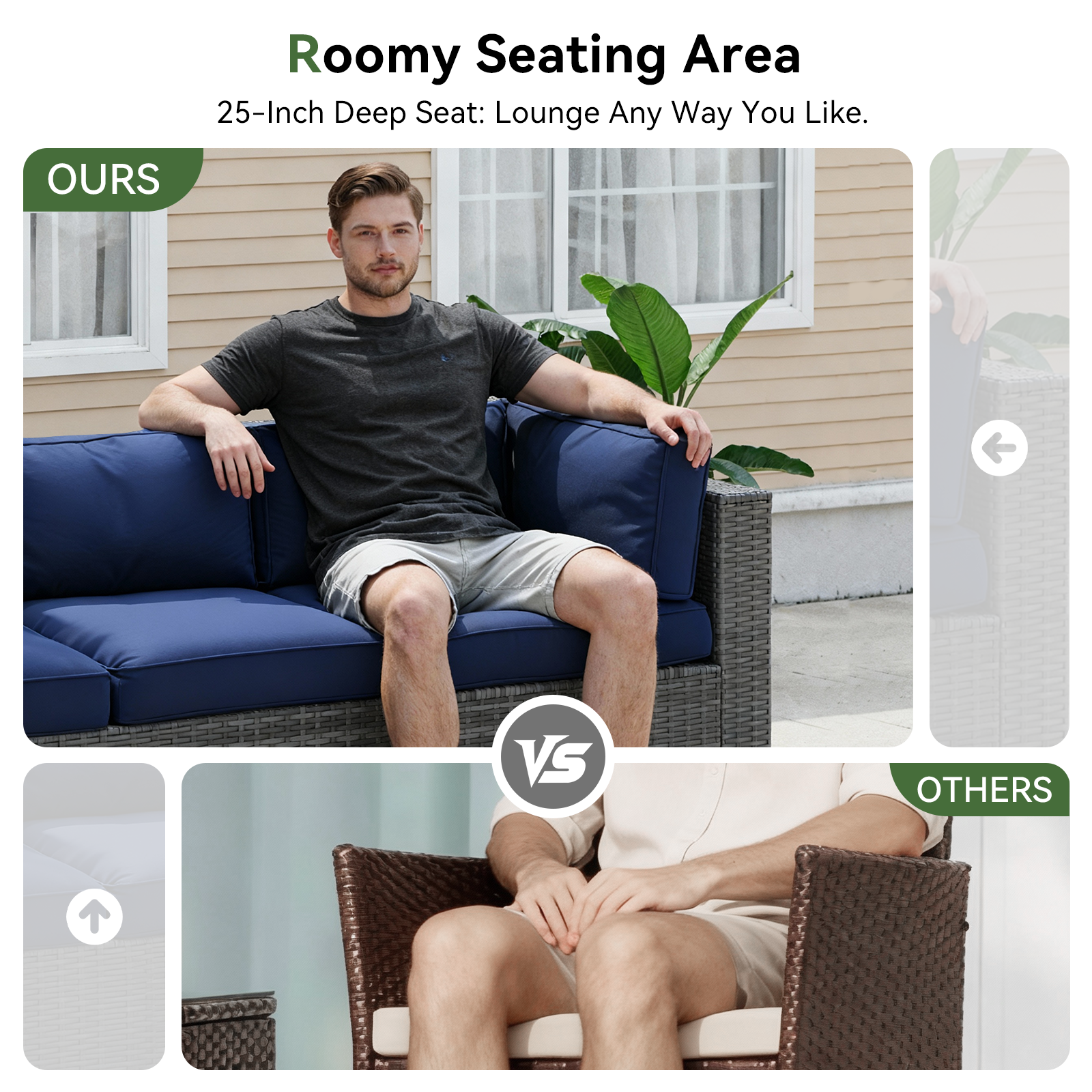 LazySunsets 7-Piece Patio Furniture Set, Wicker Rattan Outdoor Furniture with Thick Cushions, Patio Conversation Sets with Coffee Table, Outdoor Sectional Couch Sofa with Waterproof Cover