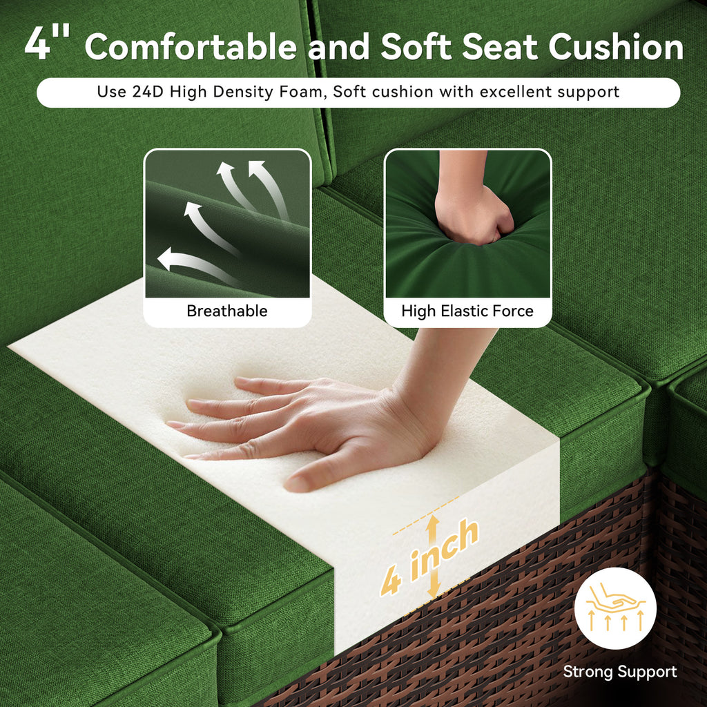Breezestival Replacement Cushions for Outdoor Furniture, 7-Piece Outdoor Cushions for Patio Furniture, Deep Seat, Waterproof & Fade Resistant Couch Cushion for 4-Seat Patio Conversation Sets, Grey
