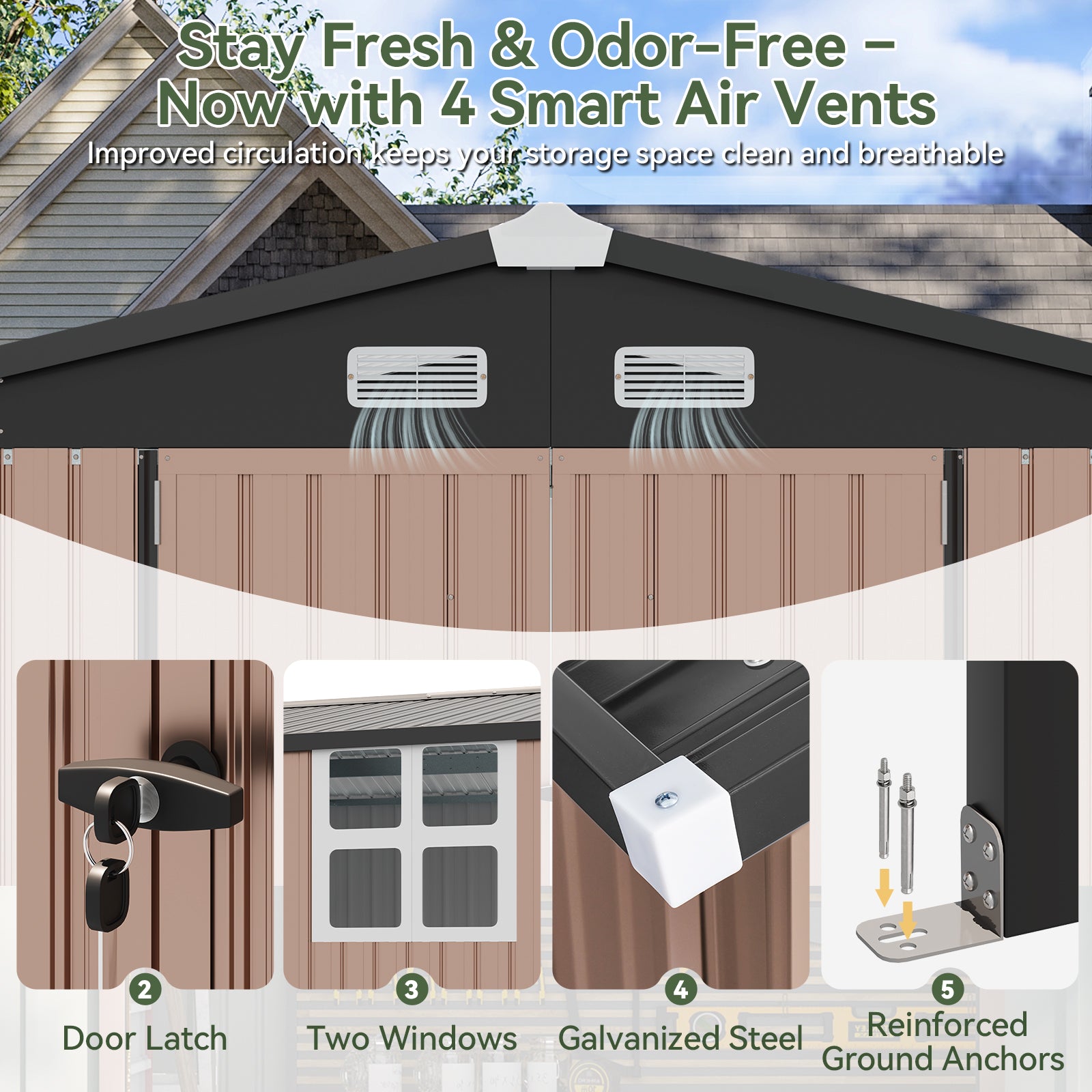 Aoxun  6x10 FT Outdoor Storage Shed Metal Lean to Sheds with Gazebo,Open Firewood Storage,Garden Shed with Lockable Doors,Sloped Roof,Windows, 2 in 1 Large Tool Shed for Patio, Backyard, Lawn