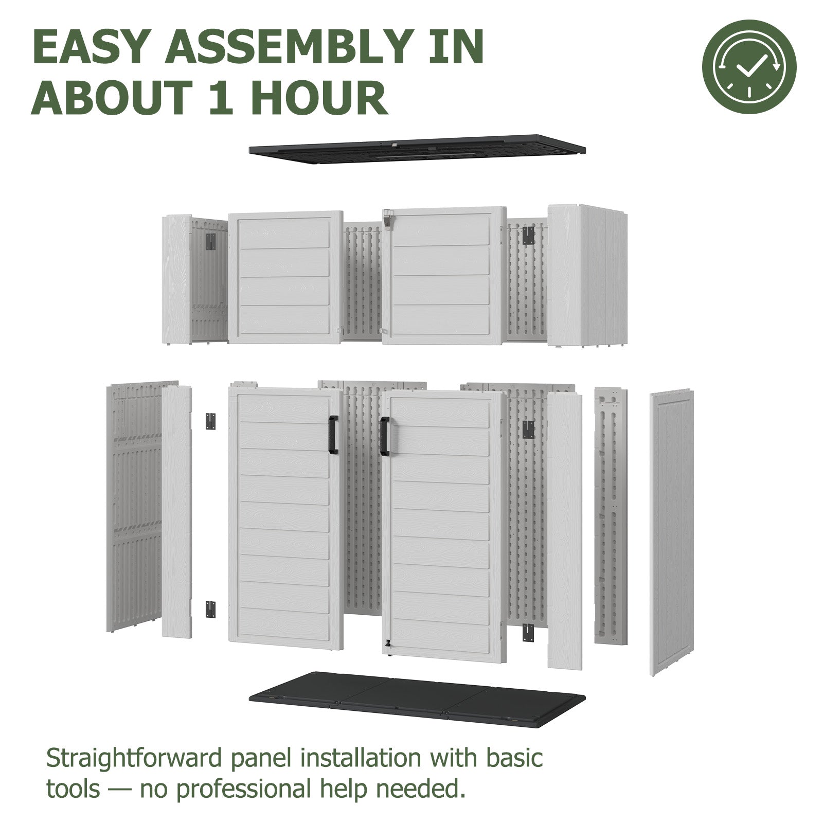 Breezestival 61 Cu.Ft Outdoor Storage Shed, Widened Outdoor Storage Cabinet Waterproof Vertical Resin Shed with Floor for Patio, Garden Tools, Pool Equipment, Easy to Assemble (White)