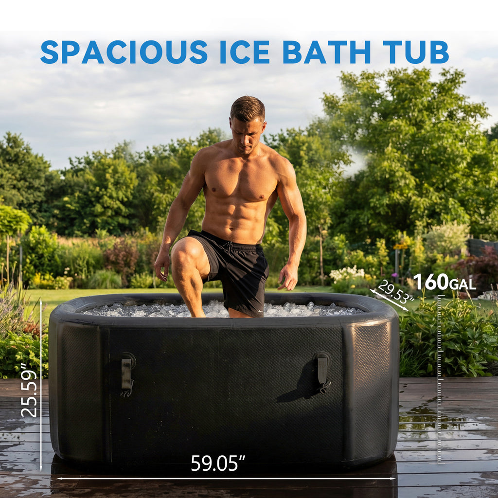 Ice Bath Tub for Athletes, Compatible with Water Chillers, Portable Inflatable Cold Plunge Tub with Cover& Pump,Long-Lasting Insulation,for Outdoor & Indoor Use
