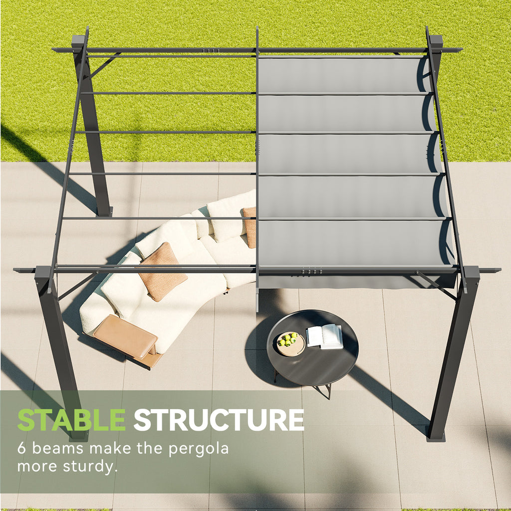 Aoxun 10'x12' Retractable Pergola, Heavy Duty Metal Frame Outdoor Pergola with Adjustable Sun Shade Canopy, Multi-Purpose Grape Trellis Shelter for Backyard, Garden, Deck, Patio & Lawn,Gray