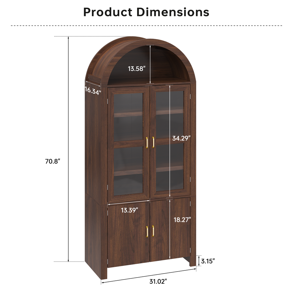 Tall Arched Kitchen Pantry, Modern Farmhouse Wood Kitchens Storage Cabinets