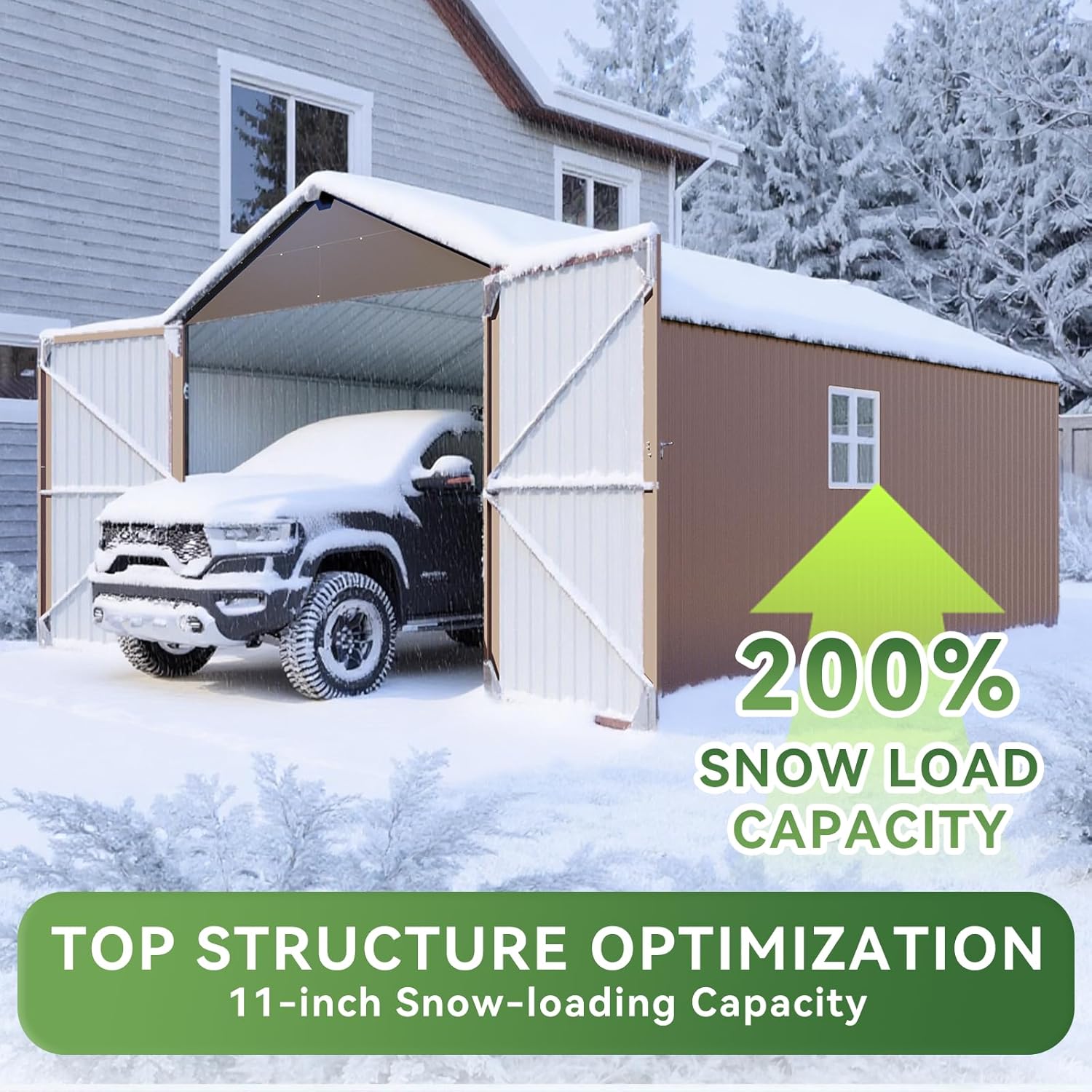 Aoxun 12'x20' Carport Shed Outdoor Metal Storage Sheds with Lockable Door & Sloping Roof- Ideal for Tools, Garden Equipment & Bikes, Perfect for Patio Placement(Brown)