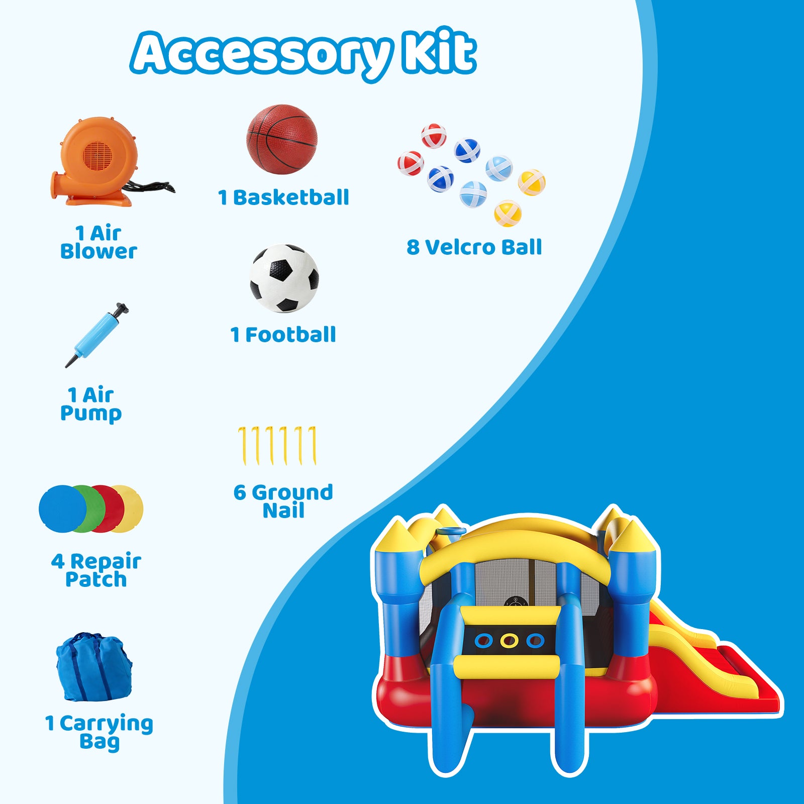 SunSwell Bounce House, Inflatable Bouncer with Air Blower, Jumping Castle with Slide, Family Backyard Bouncy Castle, Durable Sewn with Extra Thick Material, Idea for Kids