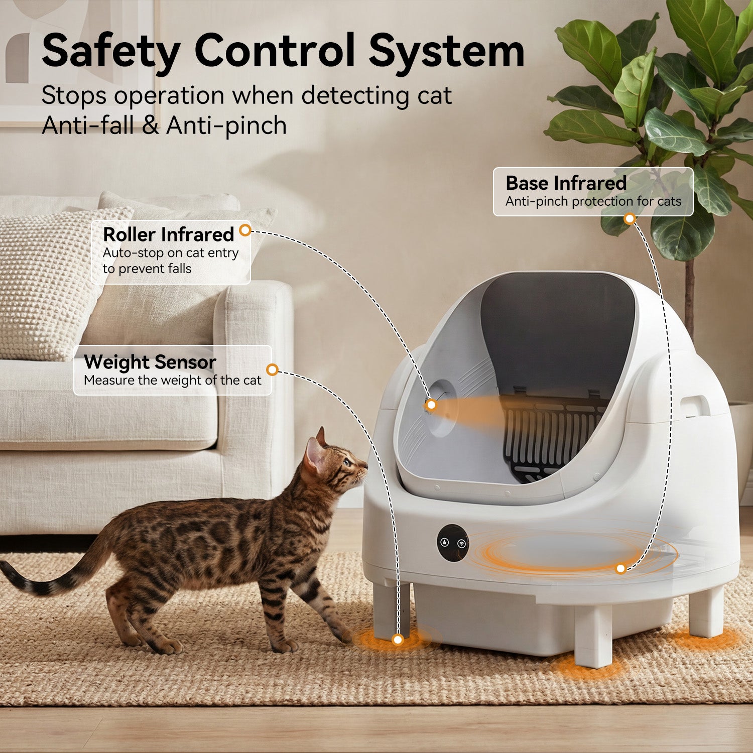 Nordivale Automatic Litter Box App Control Self Cleaning Litter Box Odor Control＆Safety Protection for Multiple Cats with Garbage Bag, Cat Litter Mat and Fragrance Box