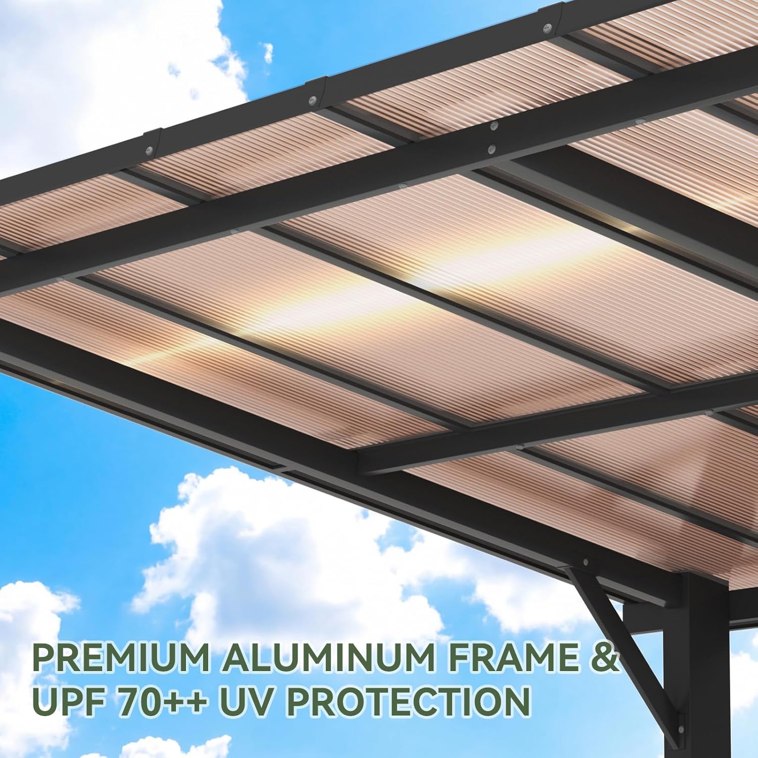 Aoxun 14' x 10' Gazebo, Freestanding Pergola with Roof, Heavy Duty Outdoor Pergolas for Patios, Hard Top Metal Wall-Mounted Pergola, 4.72" Thick Support Posts Carport Shelter for Patio, Backyard