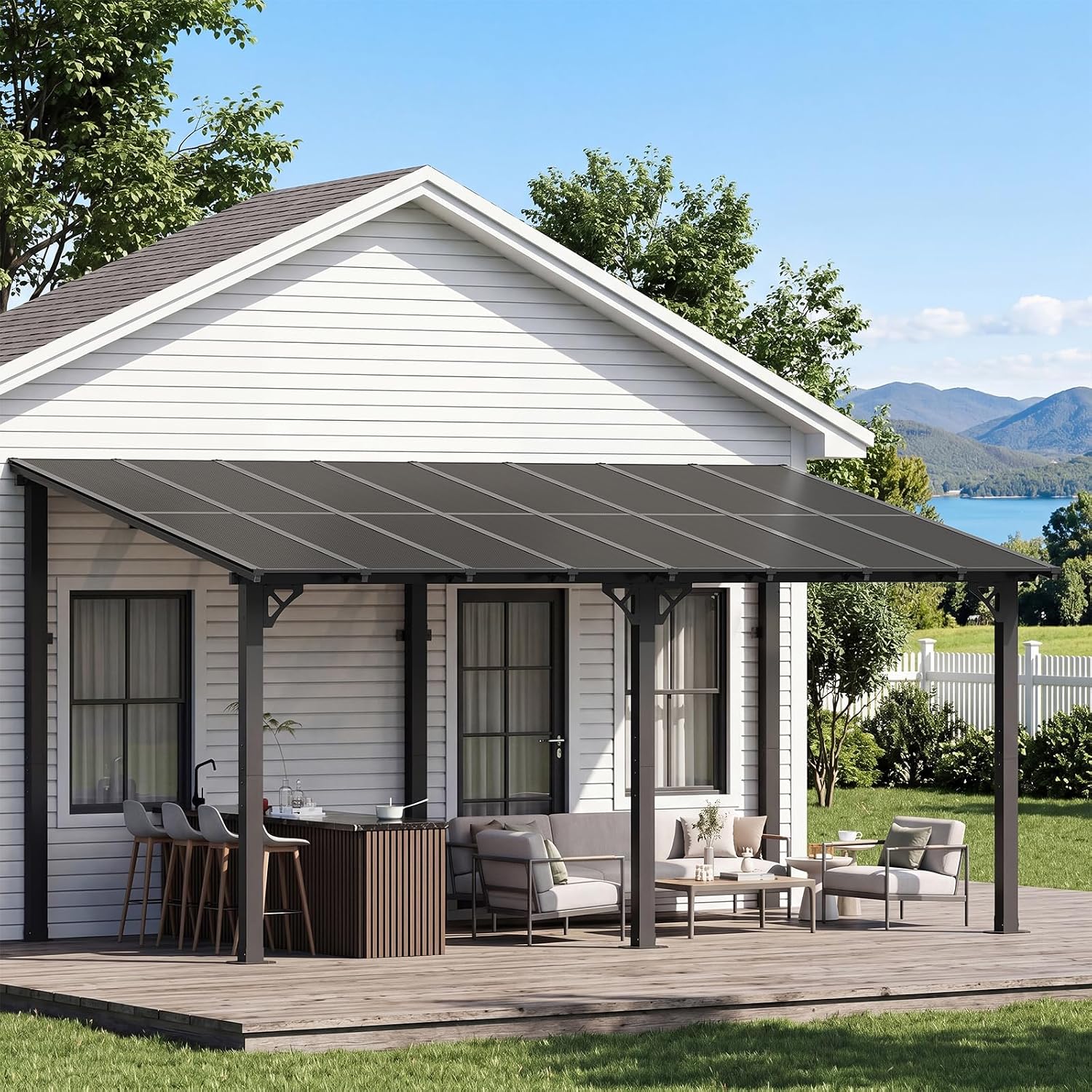 Aoxun 16’x10’ Gazebo for Patio, Gazebo Pergola with Sloped Roof, Black
