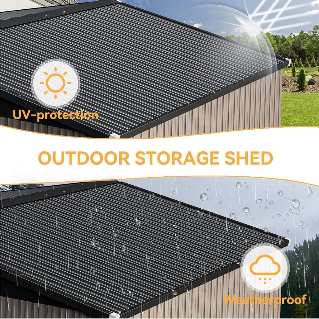 Aoxun 12 x 10FT Outdoor Storage Shed with Double Hinged Large Door, Brown