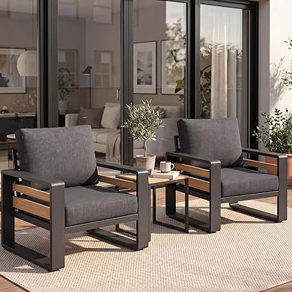 LET'S PATIO Aluminum Patio Furniture Set 7 Seats, Oversized Outdoor Sectional with 5.5" Washable Thick Cushions, Patio Conversation Sets with Coffee Table for Backyard