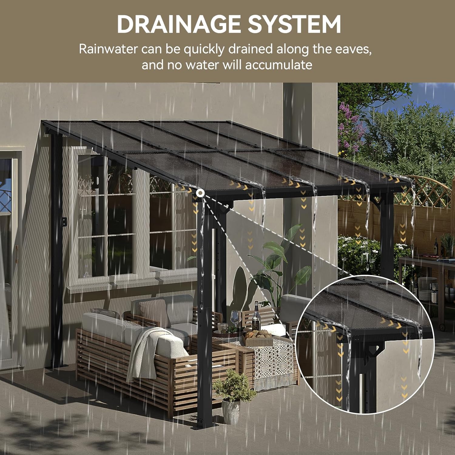 Aoxun 8’x10’ Gazebo, Wall Mounted Gazebos Pergola on Clearance, Outdoor Patio, Large Wall-Mounted Heavy Duty Awnings for Patio, Decks, Backyard (Black)