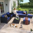 YardCache 6 Piece Outdoor Wicker Patio Furniture Set, Rattan Sectional Sofa Sets Beige