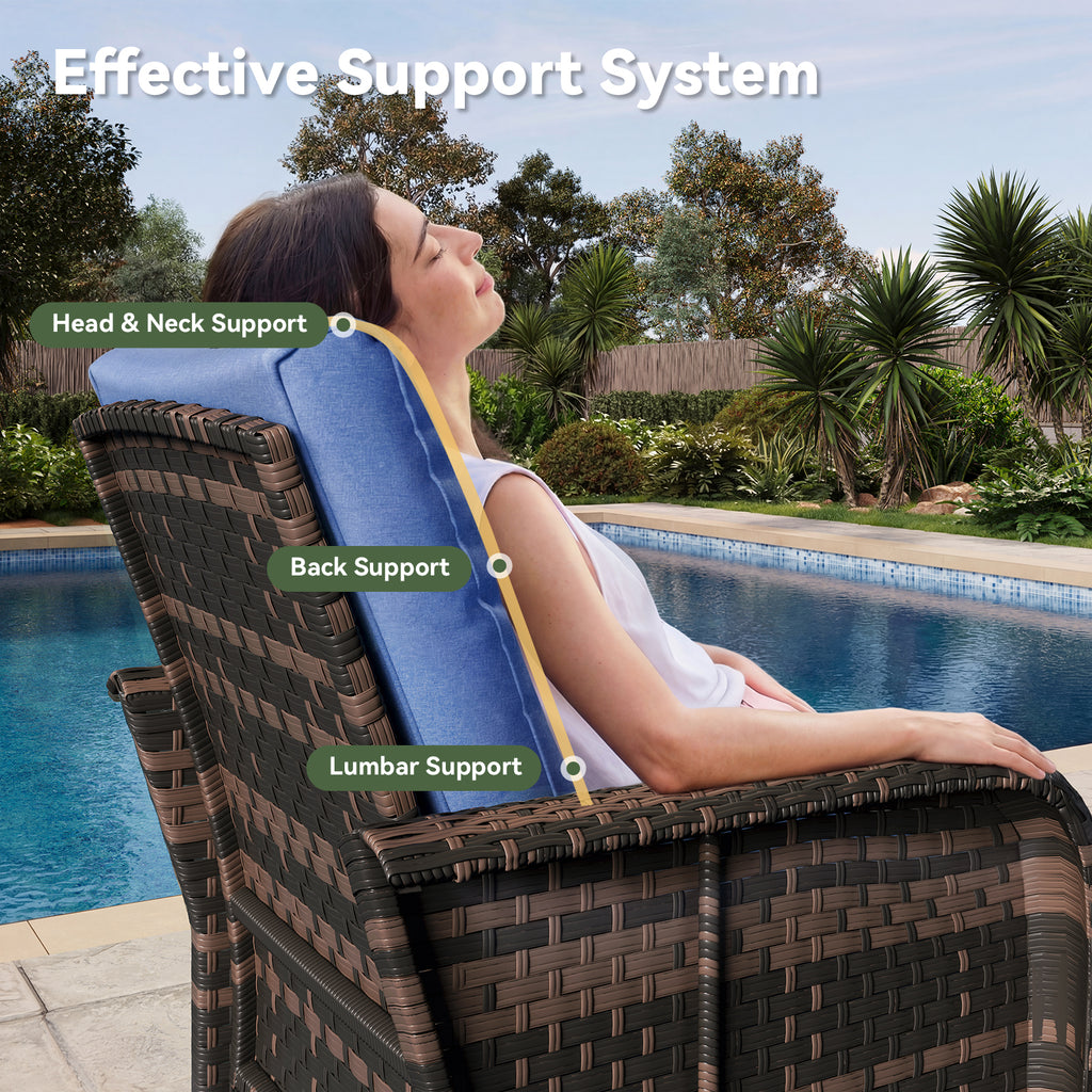 Aoxun Patio Furniture Set, Wicker Rattan Outdoor Sectional Sofa with High Back Swivel Rocker Chairs, Outdoor Patio Furniture Set