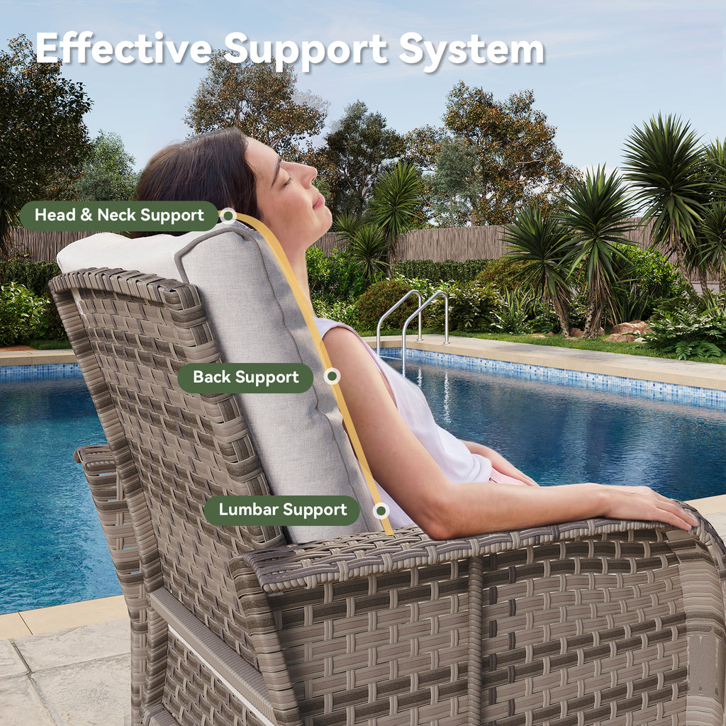 Aoxun Patio Furniture Set, Wicker Rattan Outdoor Sectional Sofa with High Back Swivel Rocker Chairs, Outdoor Patio Furniture Set