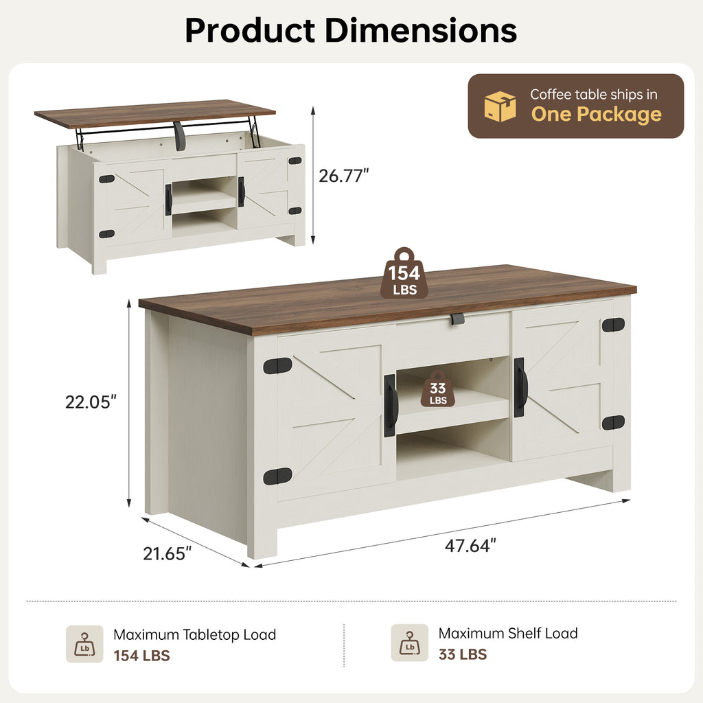 Farmhouse Living Room Table Sets of 2, 80 inch, White