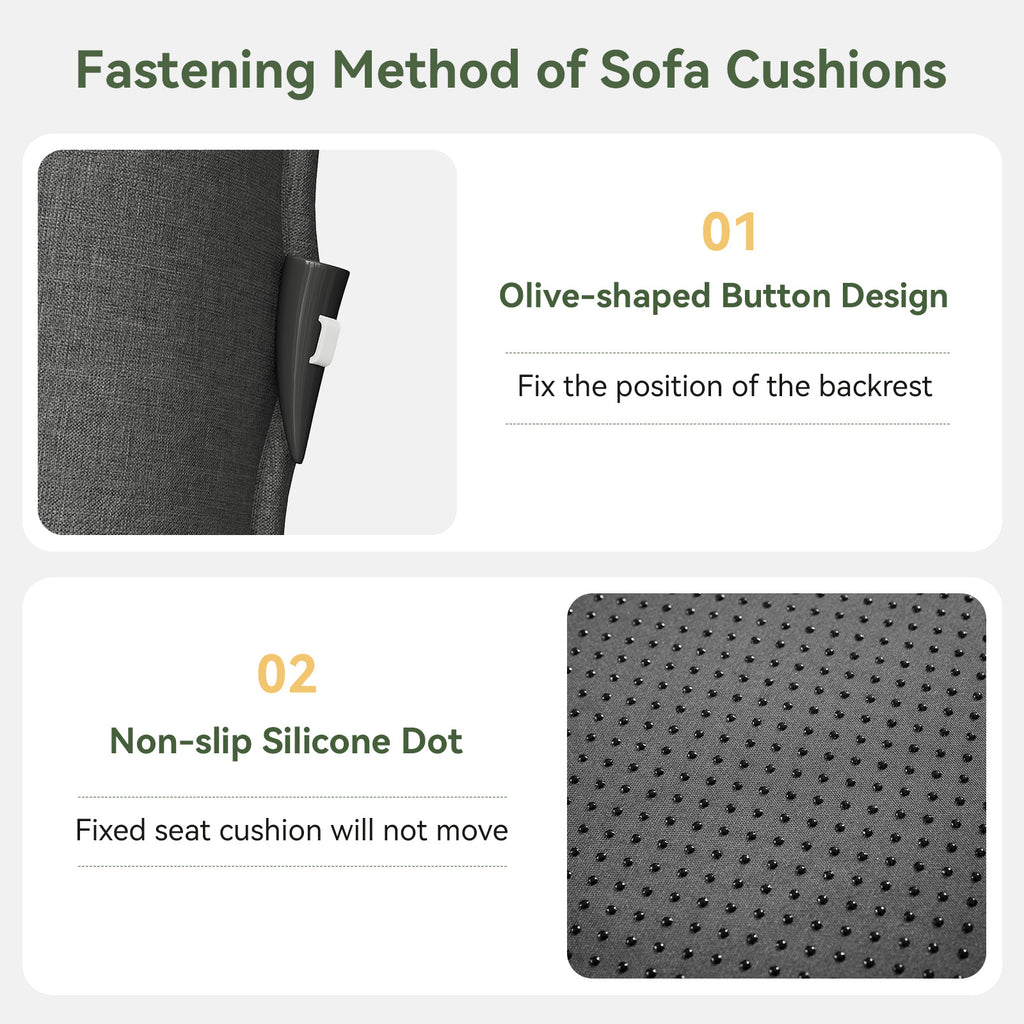 Breezestival Replacement Cushions for Outdoor Furniture, 7-Piece Outdoor Cushions for Patio Furniture, Deep Seat, Waterproof & Fade Resistant Couch Cushion for 4-Seat Patio Conversation Sets, Grey