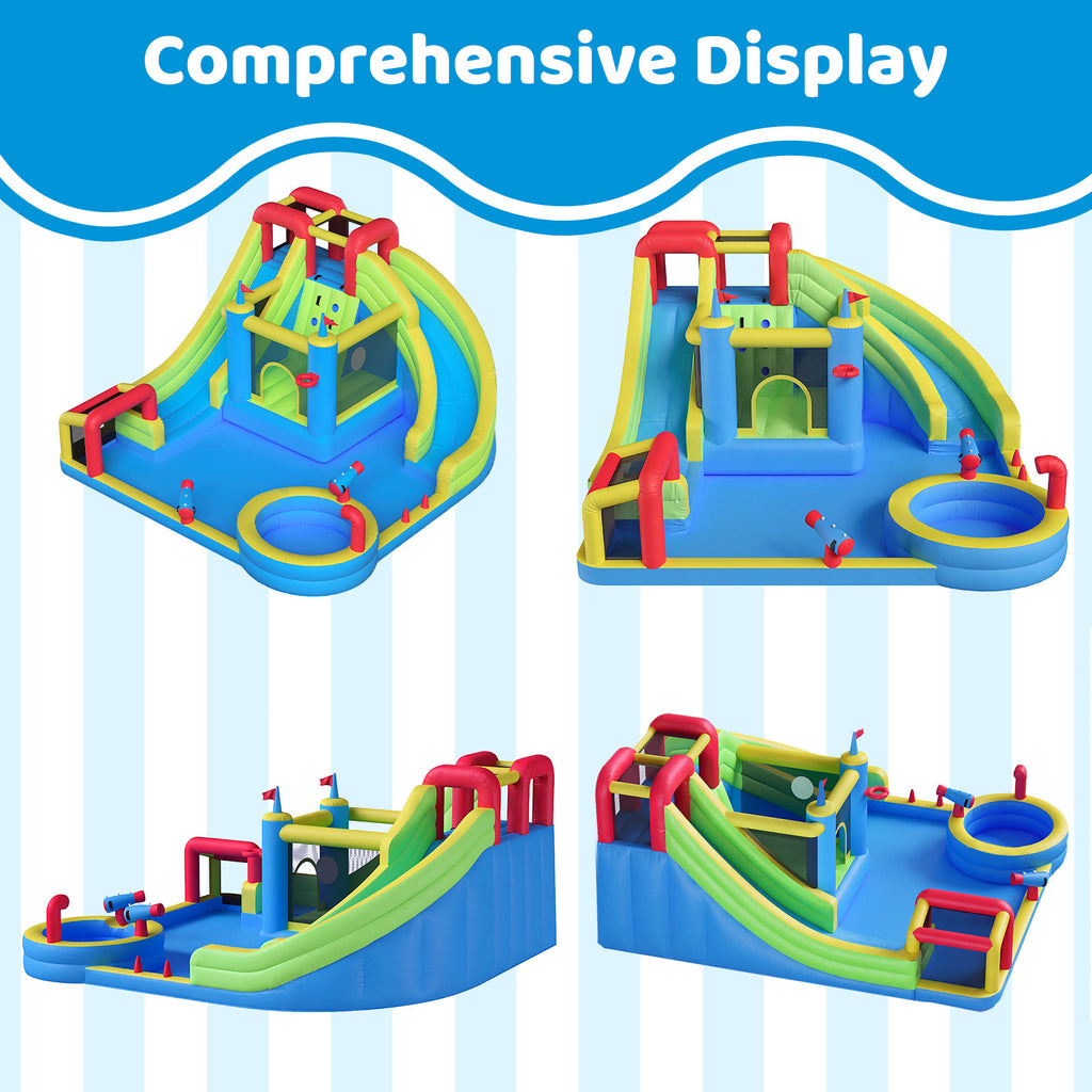 SunSwell Inflatable Water Slide for Kids Backyard with 450W Blower, Jumping Castle with Water Slide, Water Park Bounce House for Indoor and Outdoor Activities