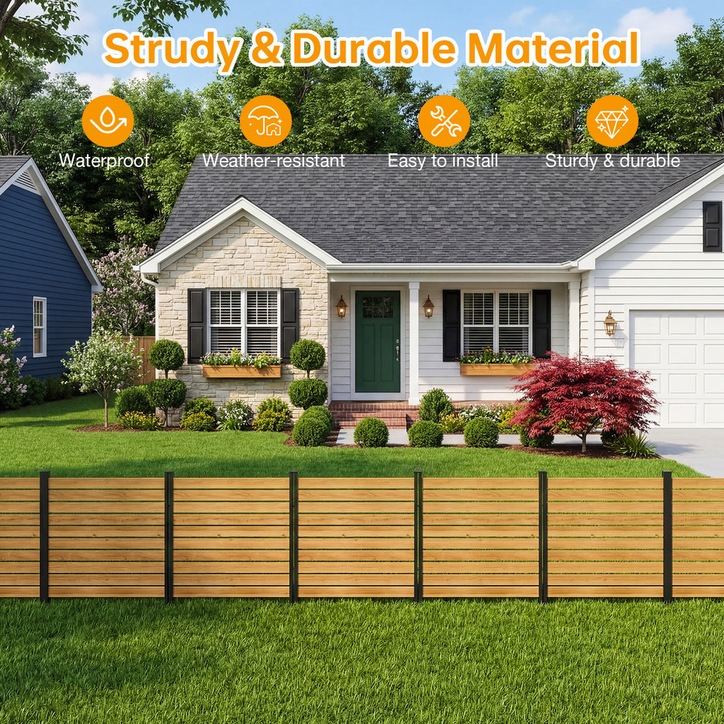 Breezestival 2 Panels Wood Privacy Screen, 41" x 38" No-Dig Outdoor Air Conditioner Fence Trash Cans, Weather-Resistant Wooden Sectional Fencing for Garden, Patio, and Backyard Privacy