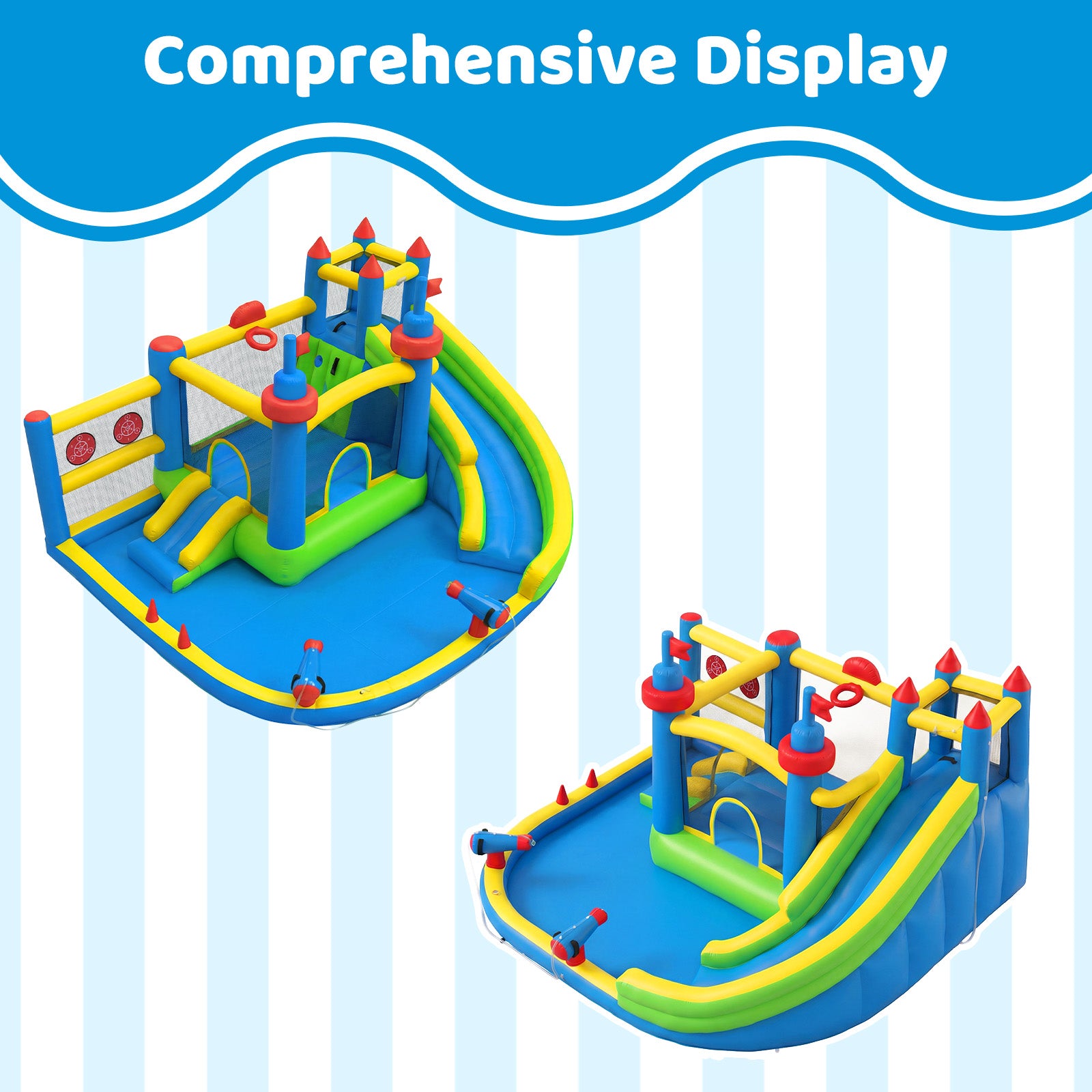 SunSwell Inflatable Water Slide for Kids Backyard with 450W Blower, Jumping Castle with Water Slide, Water Park Bounce House for Indoor and Outdoor Activities