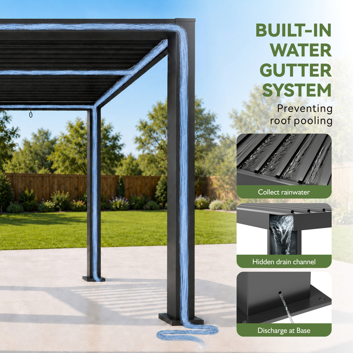 Aoxun Motorized Louvered Pergola 9'x12' with LED Lights & Power Outlet 90MPH Wind Resistance, Outdoor Pergola with 2 Independent Adjustable Roofs, Rust-Resistant Frame for Patio & Backyard