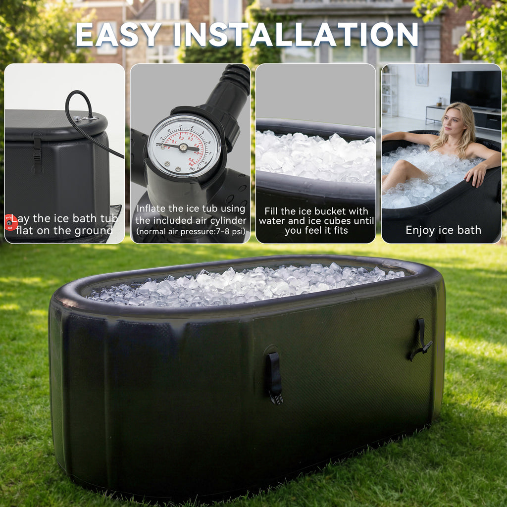 Ice Bath Tub for Athletes, Compatible with Water Chillers, Portable Inflatable Cold Plunge Tub with Cover& Pump,Long-Lasting Insulation,for Outdoor & Indoor Use