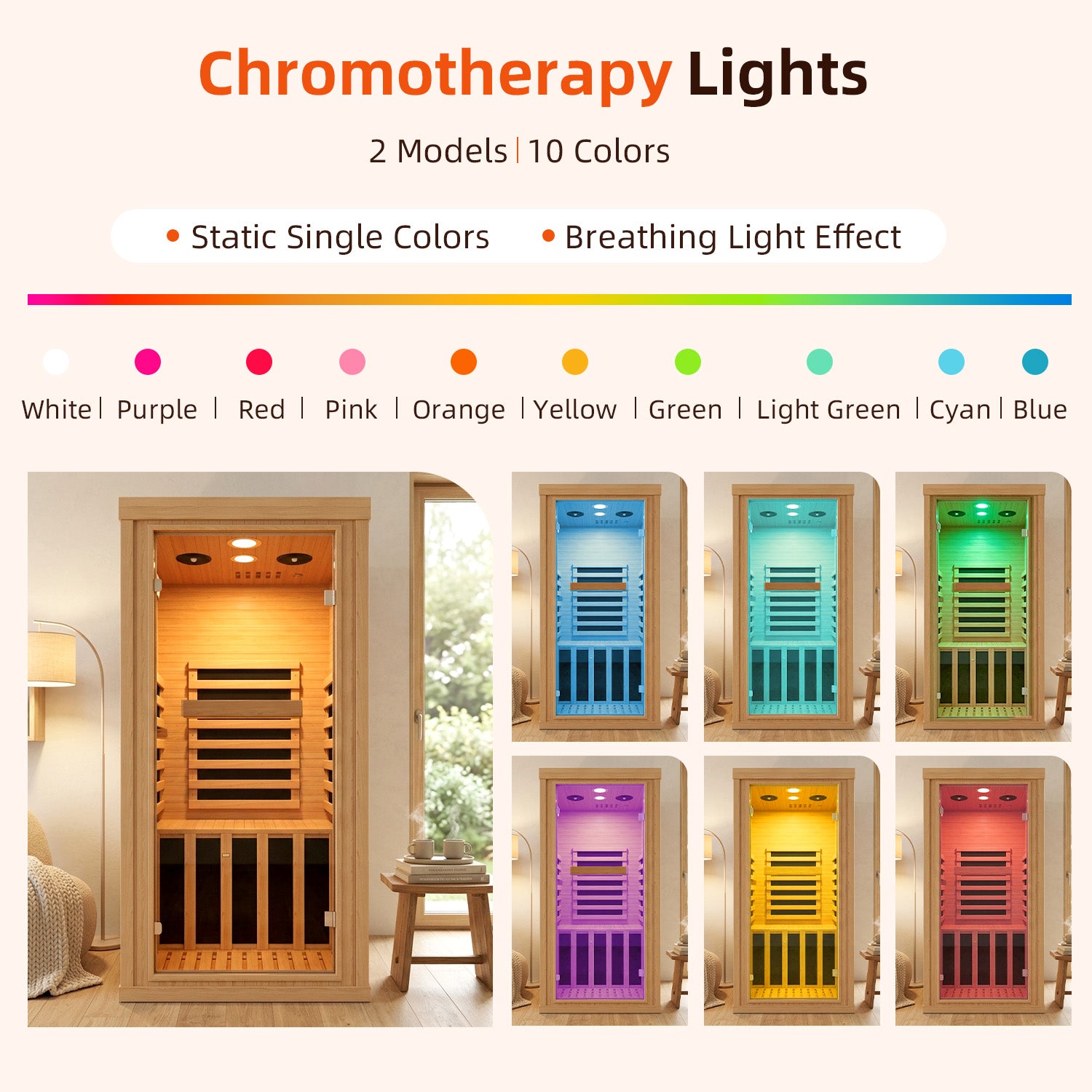 Breezestival 1 Person Infrared Dry Sauna, Canadian Hemlock Wood Indoor Home Spa Sauna Room with Speakers, Tempered Glass Door, 149°F Max, 32.3"x32.3"x61.6"
