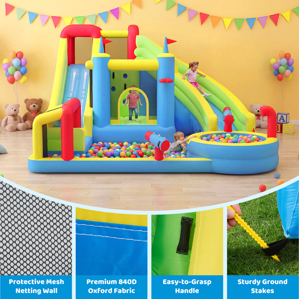 SunSwell Inflatable Water Slide for Kids Backyard with 450W Blower, Jumping Castle with Water Slide, Water Park Bounce House for Indoor and Outdoor Activities