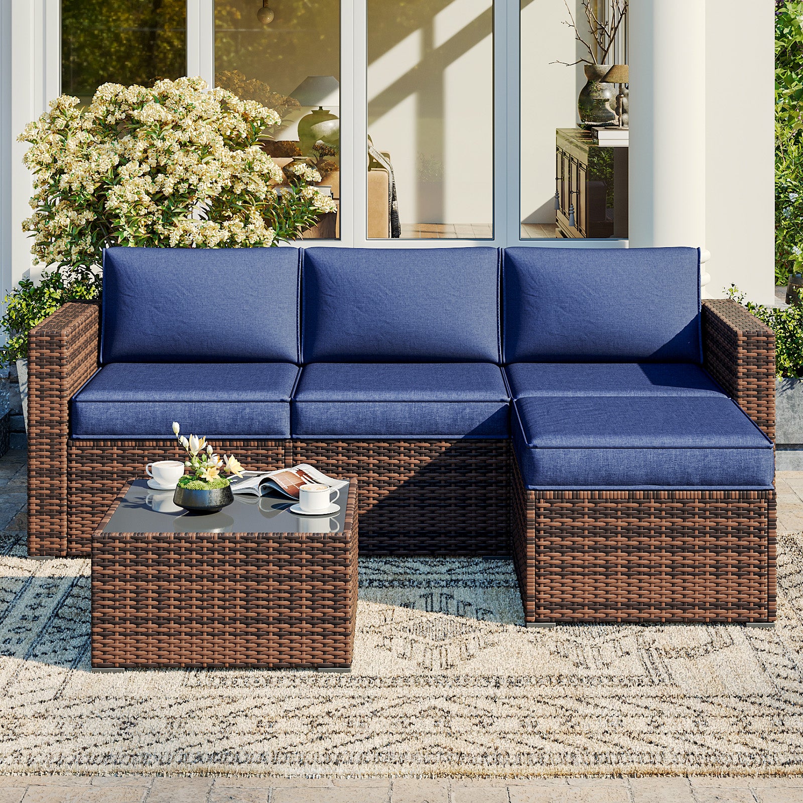 Breezestival Replacement Cushions for Outdoor Furniture, 7-Piece Outdoor Cushions for Patio Furniture, Deep Seat, Waterproof & Fade Resistant Couch Cushion for 4-Seat Patio Conversation Sets, Grey