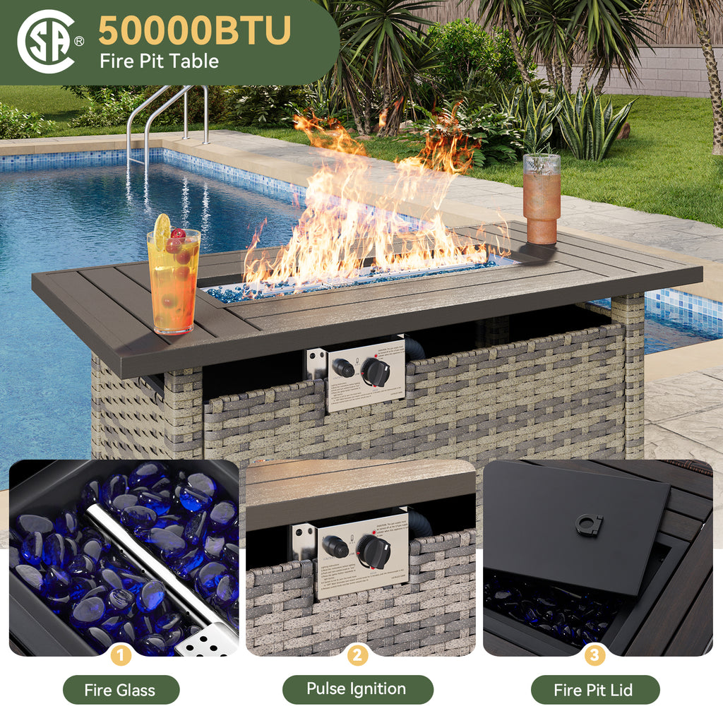 Aoxun Patio Furniture Set, Wicker Rattan Outdoor Sectional Sofa with High Back Swivel Rocker Chairs, Outdoor Patio Furniture Set