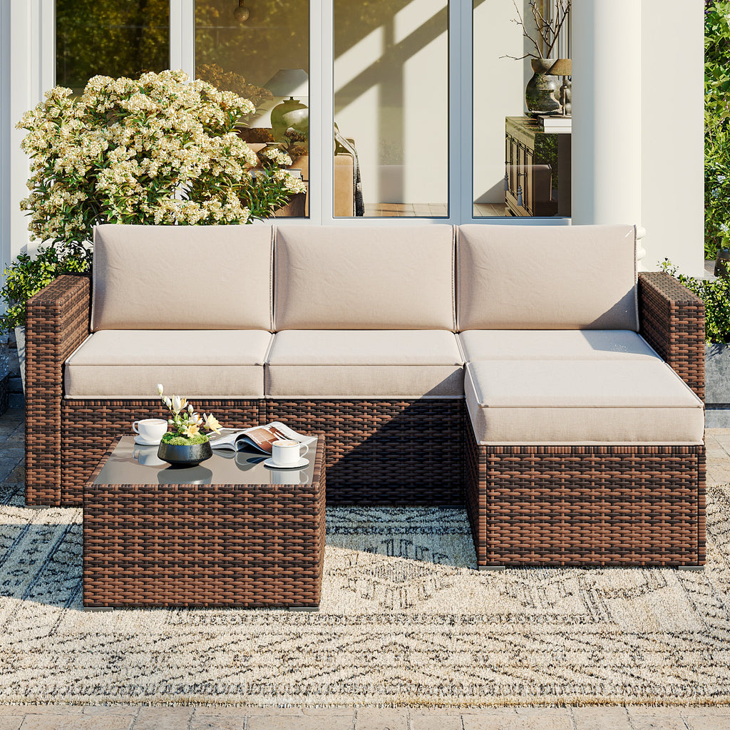 Breezestival Replacement Cushions for Outdoor Furniture, 7-Piece Outdoor Cushions for Patio Furniture, Deep Seat, Waterproof & Fade Resistant Couch Cushion for 4-Seat Patio Conversation Sets, Grey