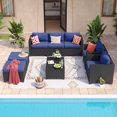 YardCache 6 Piece Outdoor Wicker Patio Furniture Set, Rattan Sectional Sofa Sets Beige