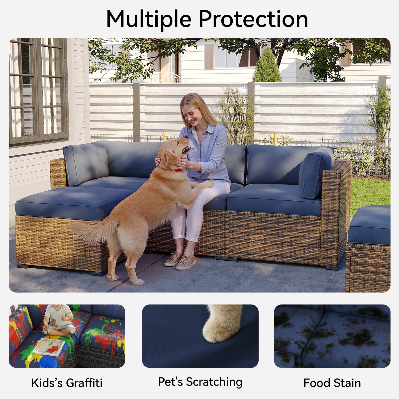 Aoxun 11pcs Patio Cushion Covers Replacement, Waterproof Outdoor Furniture Cushion Covers with Zipper and Non-Slip Bottom, Patio Sofa Couch 3 Sizes for Patio Sectional, Covers Only