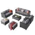 YardCache 6 Piece Outdoor Wicker Patio Furniture Set, Rattan Sectional Sofa Sets Beige