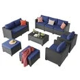 YardCache 6 Piece Outdoor Wicker Patio Furniture Set, Rattan Sectional Sofa Sets Beige
