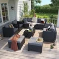 YardCache 6 Piece Outdoor Wicker Patio Furniture Set, Rattan Sectional Sofa Sets Beige