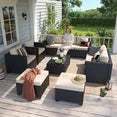 YardCache 6 Piece Outdoor Wicker Patio Furniture Set, Rattan Sectional Sofa Sets Beige