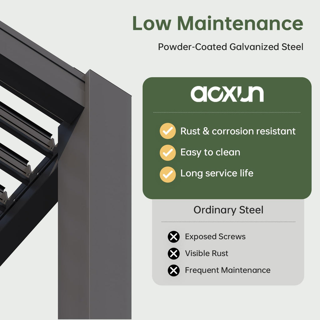 Aoxun Louvered Pergola 10x12, Outdoor Metal Pergola